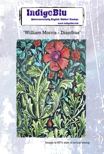 William Morris Dianthus A6 Red Rubber Stamp